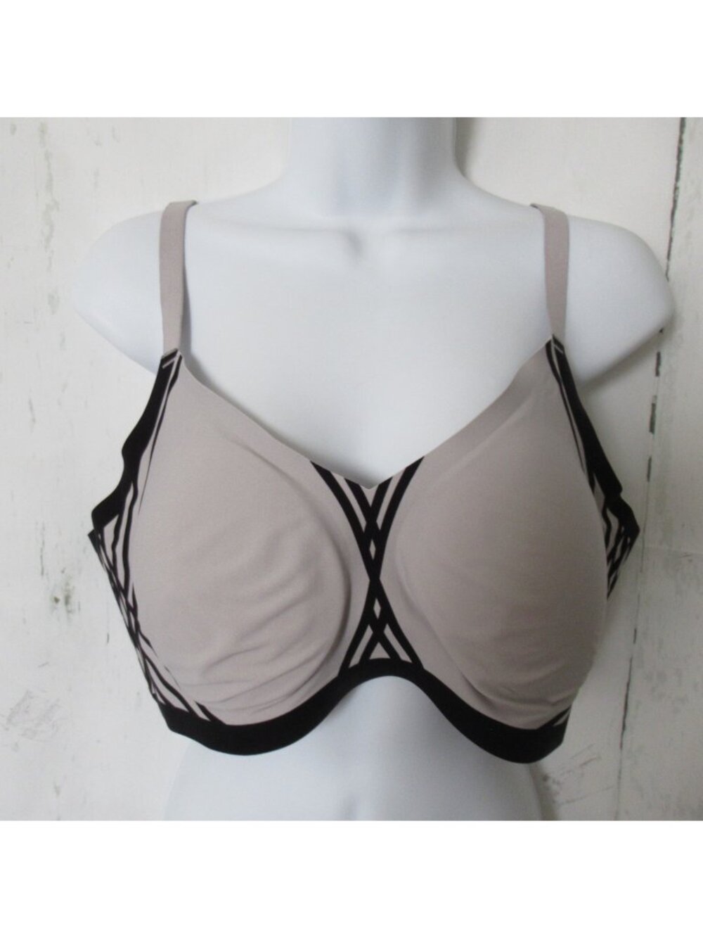 Honeylove Bra‎ 2X Silouette Black Gray Wireless Wire Free Bralette Plus Size